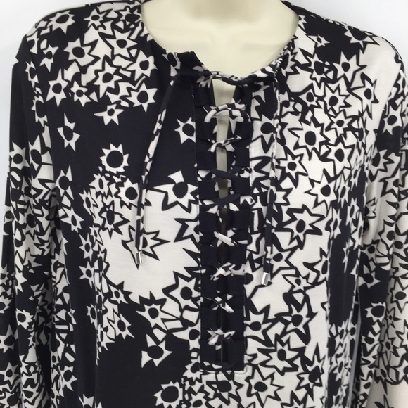 DVF Diane Von Furstenberg Nana Star Meadow black white shift silk dress new 2 - Picture 2 of 6